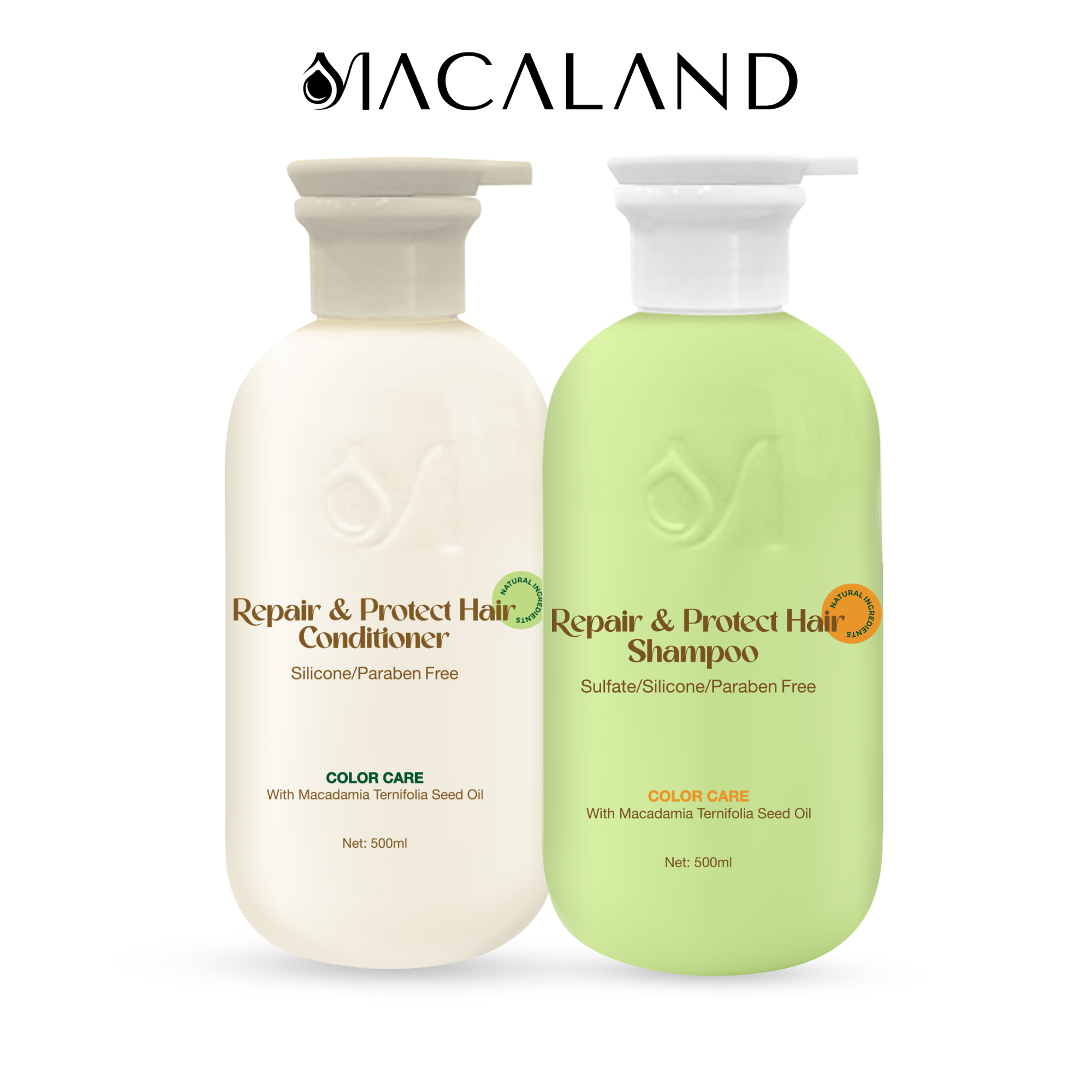 Combo Dầu gội cho tóc nhuộm và Dầu xả giữ màu MACALAND 500ml dưỡng tóc mềm mượt chắc khỏe, phục hồi hư tổn_thumbnail_0