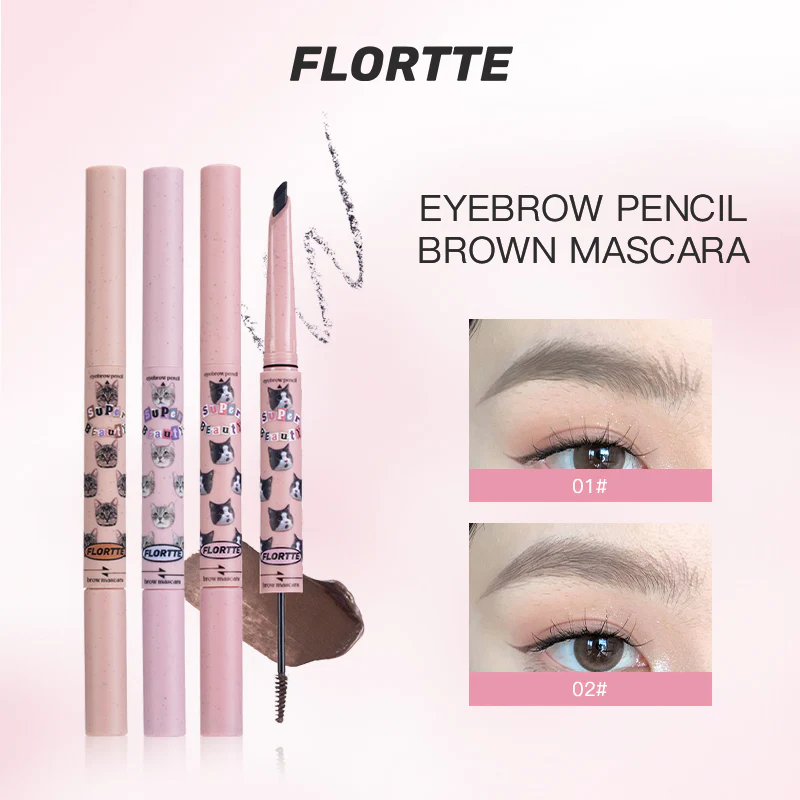 [FLORTTE] Chì kẻ mày mascara 2 đầu Flortte Meow