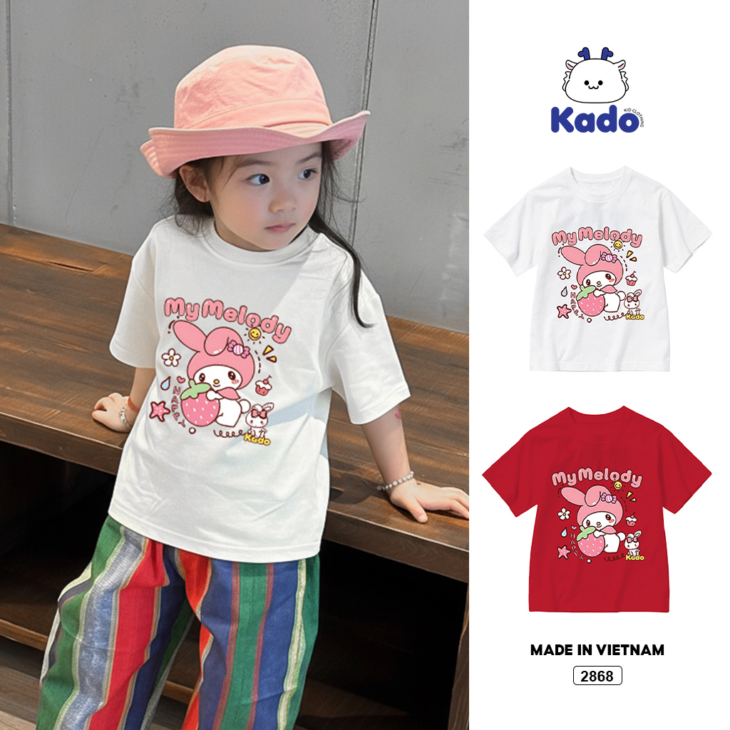Áo thun cho bé Kado vải cotton thoáng mát tay ngắn cổ tròn hình in siêu cute 2868