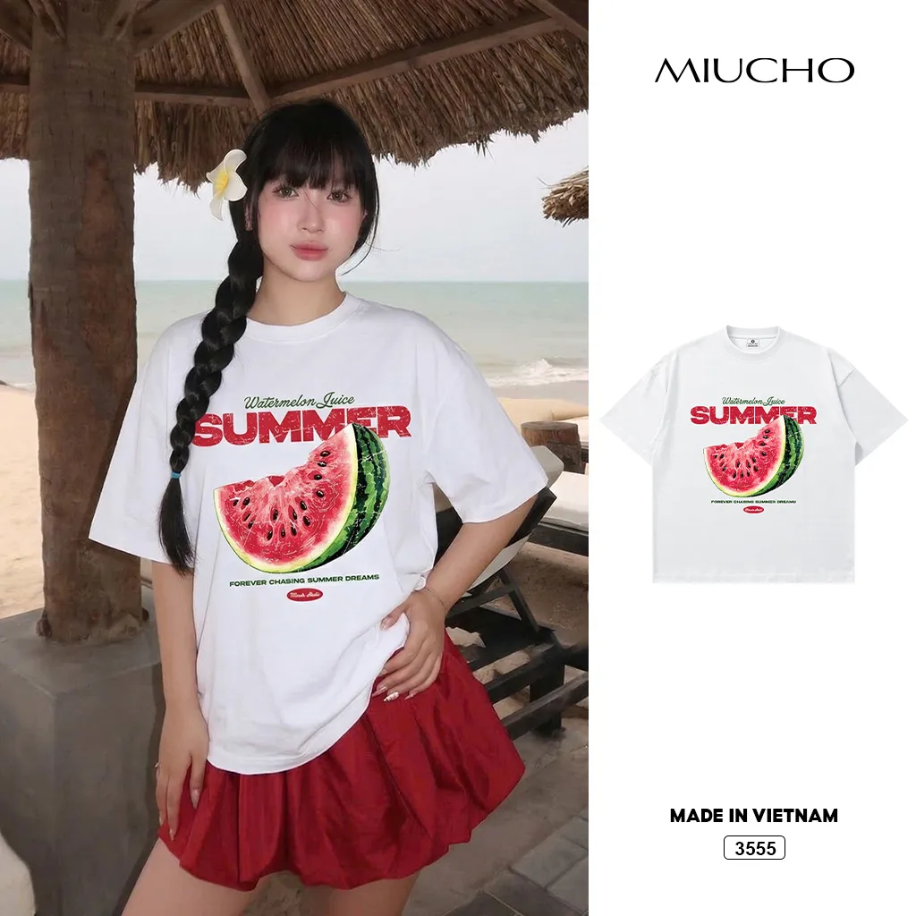 Áo thun boxy nam nữ Summer Watermelon Miucho 3555