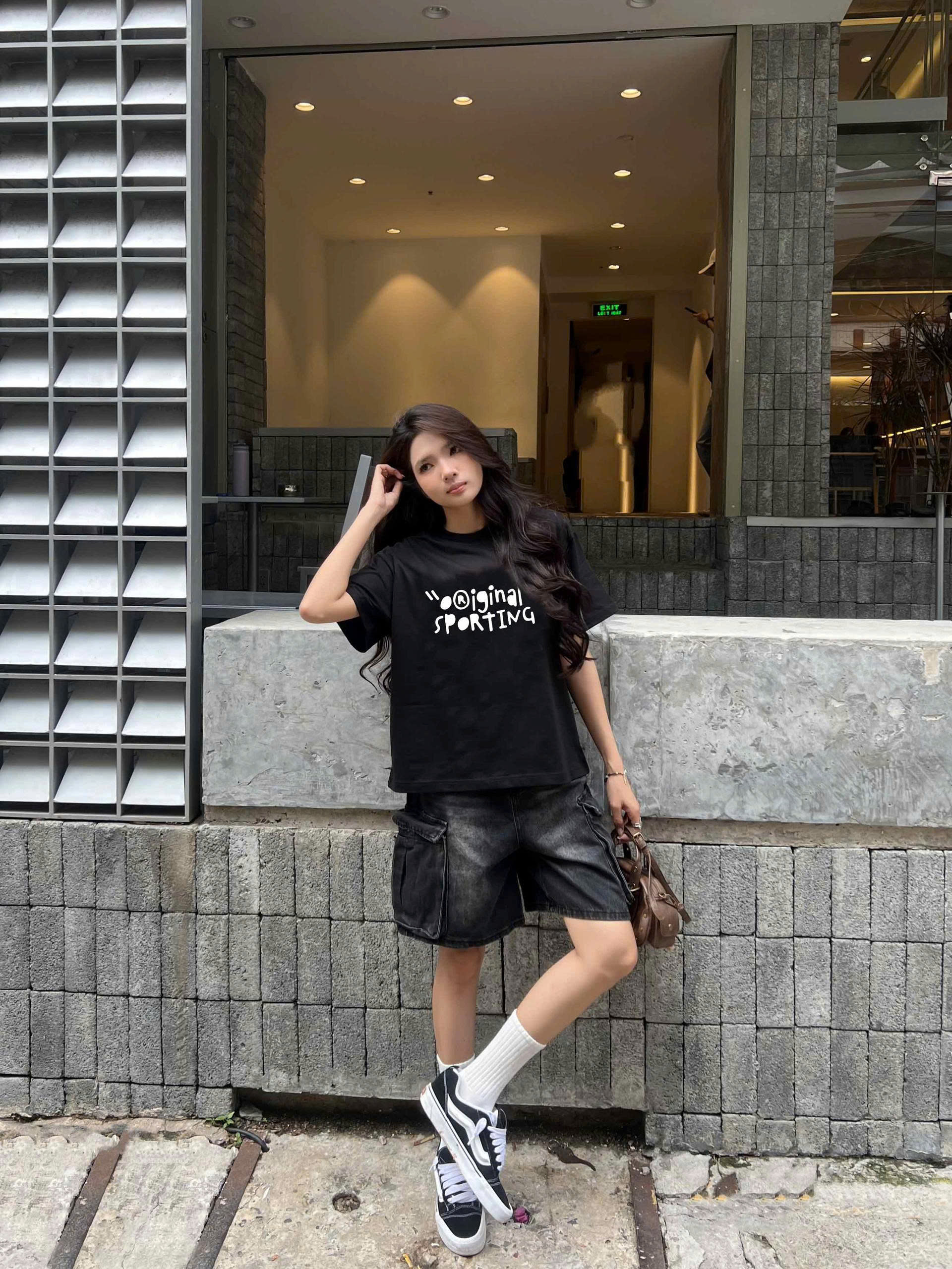 Áo thun unisex form boxy basic AXD2346 Miucho vải cotton thoáng mát dáng ngắn cổ tròn_thumbnail_5