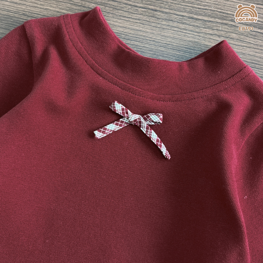 Áo dài ĐỎ phối bèo kẻ caro_thumbnail_3