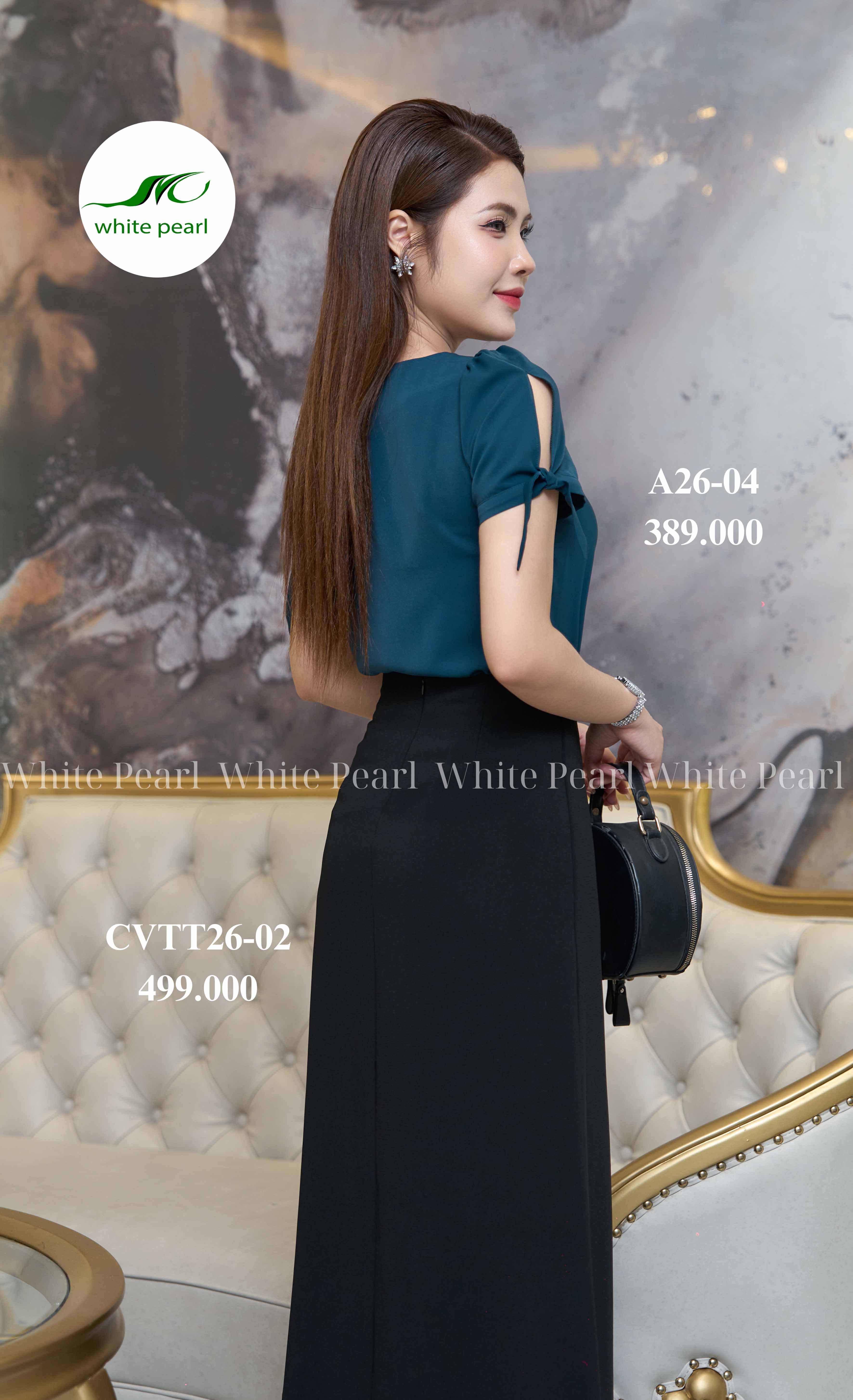 Chân váy thời trang xẻ trước thời trang công sở cao cấp nữ White Pearl_thumbnail_2