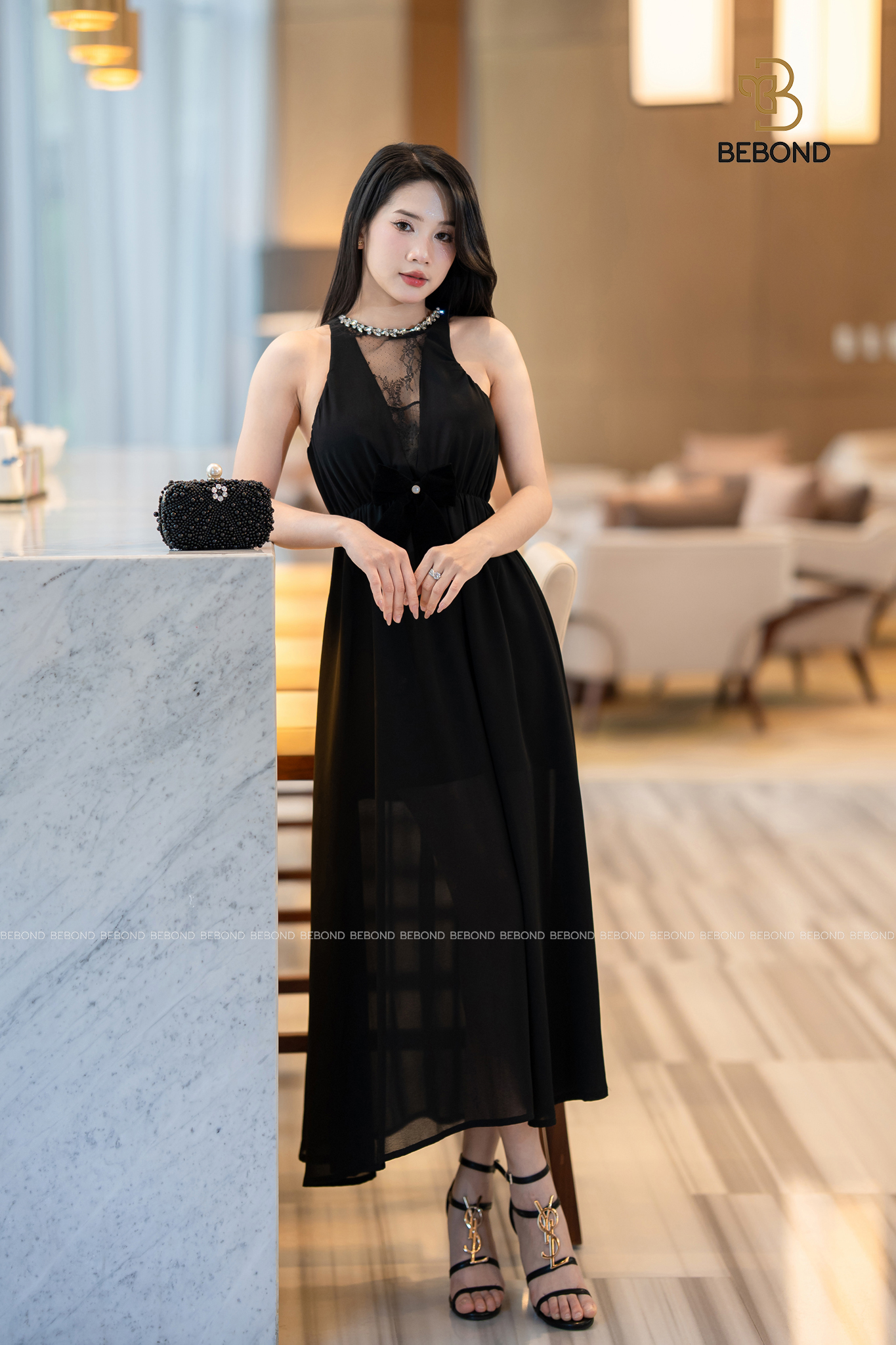 Đầm cổ yếm voan BLACK SWAN màu ĐEN_thumbnail_2