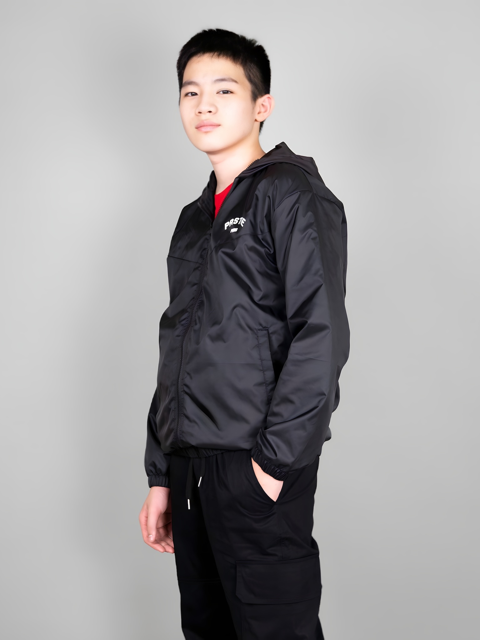 Áo khoác gió đen chữ PRSTGE_thumbnail_0