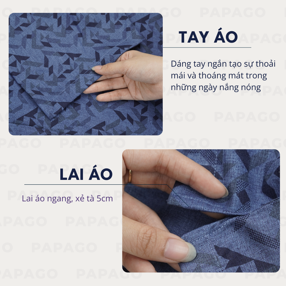 Áo sơ mi nam trung niên PAPAGO tay ngắn vải kate màu trơn_thumbnail_5