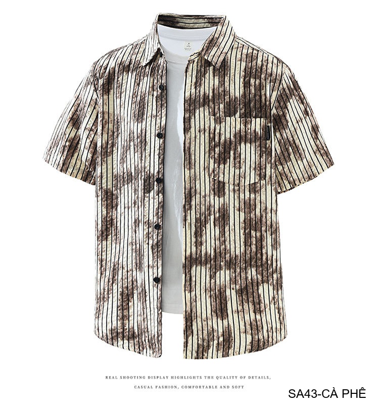 SA43 - Áo sơ mi nam tay ngắn sọc dọc phong cách streetwear, chất cotton thoáng mát, dáng rộng thoải mái_thumbnail_19