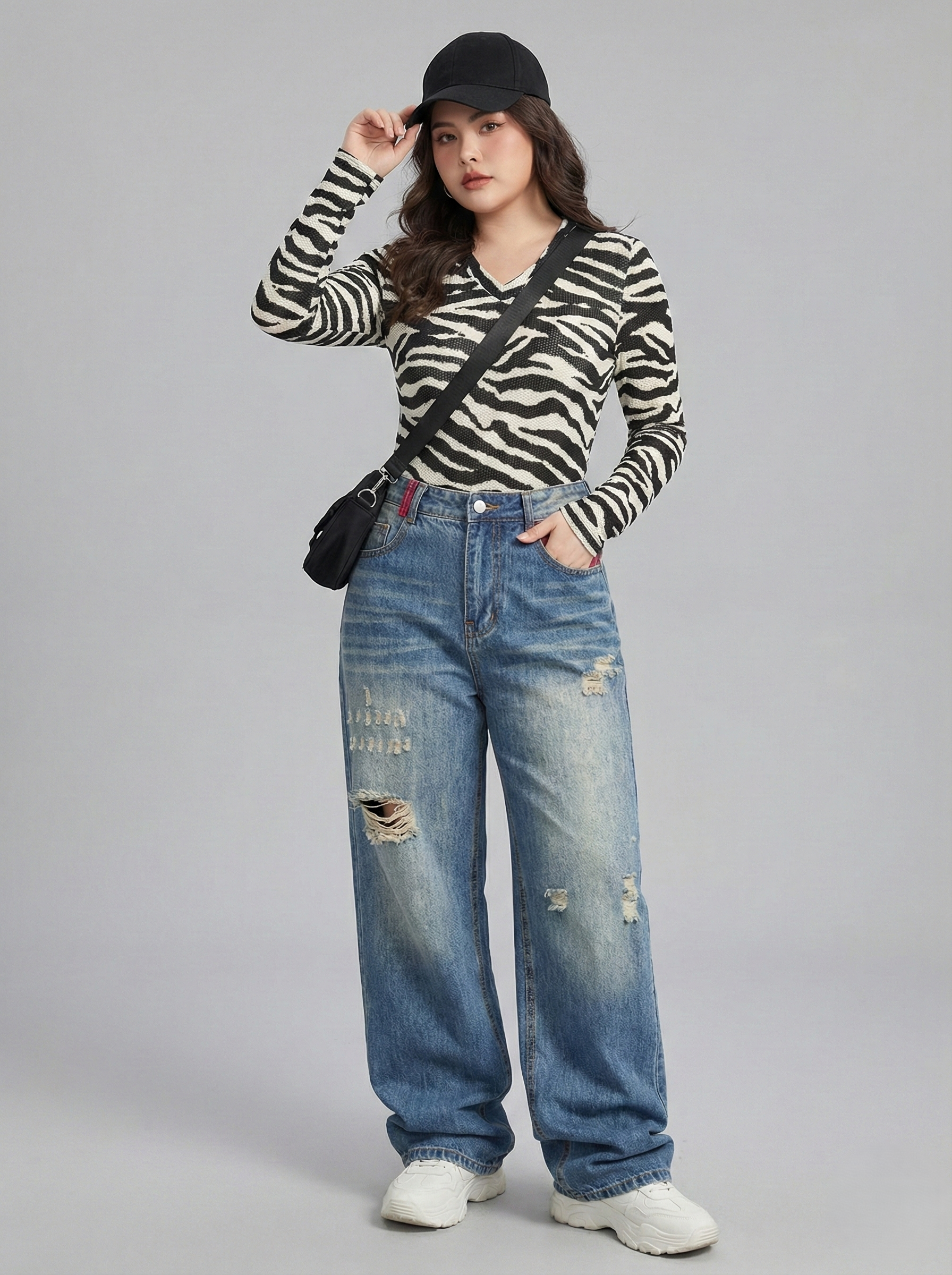 BIGSIZE NỮ- Quần suông mix caro túi đỏ T-QJ603