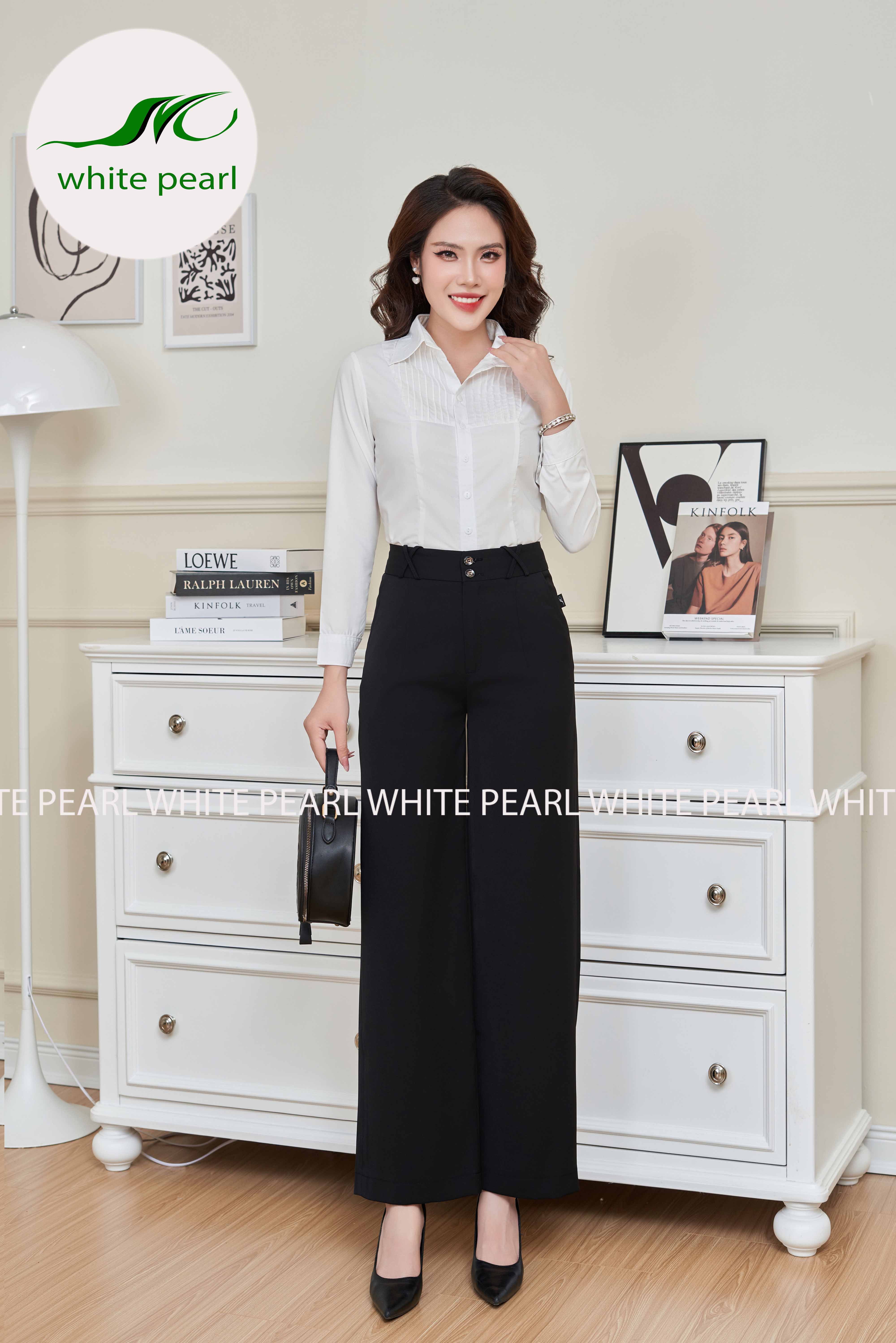 Quần suông đai X Màu đen thời trang công sở cao cấp White Pearl_thumbnail_0