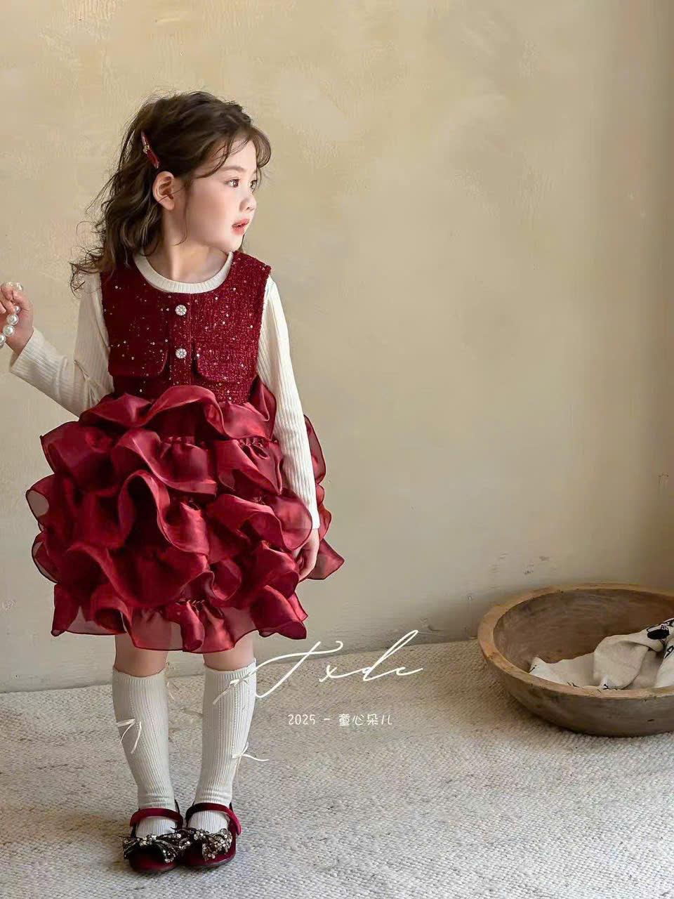 (V53) Set váy đỏ voan bèo kèm áo không lót_thumbnail_0