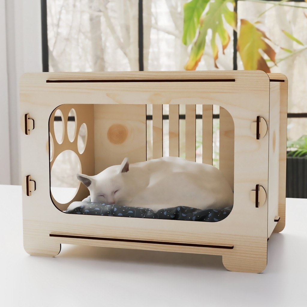 Nhà Gỗ Cho Mèo - Thiết Kế Nhỏ Xinh, Đơn Giản & Độc Đáo Cho Thú Cưng_thumbnail_0