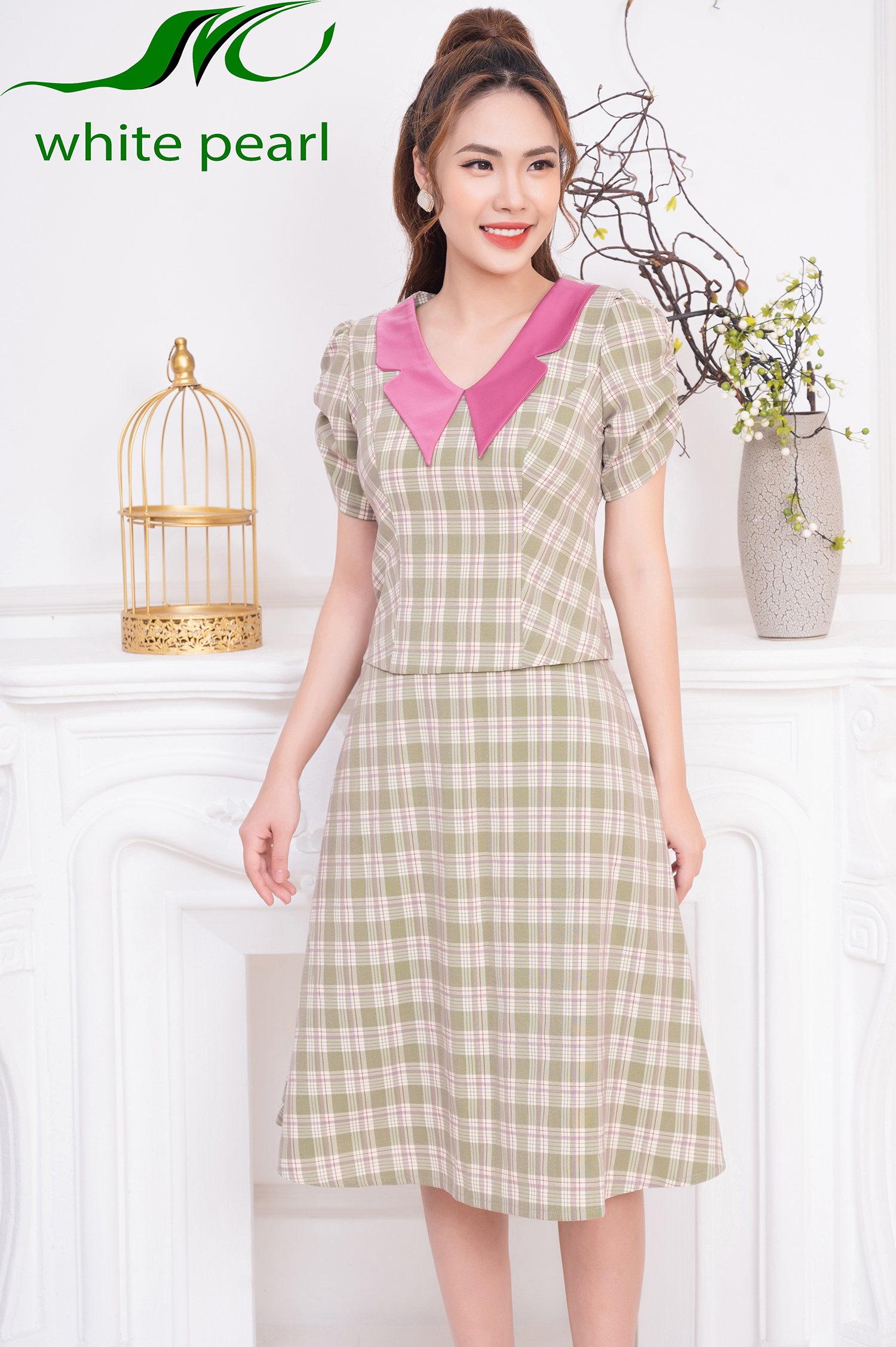 Bộ ký giả cổ cánh bướm kết hợp chân váy xòe thời trang công sở cao cấp White Pearl_thumbnail_10