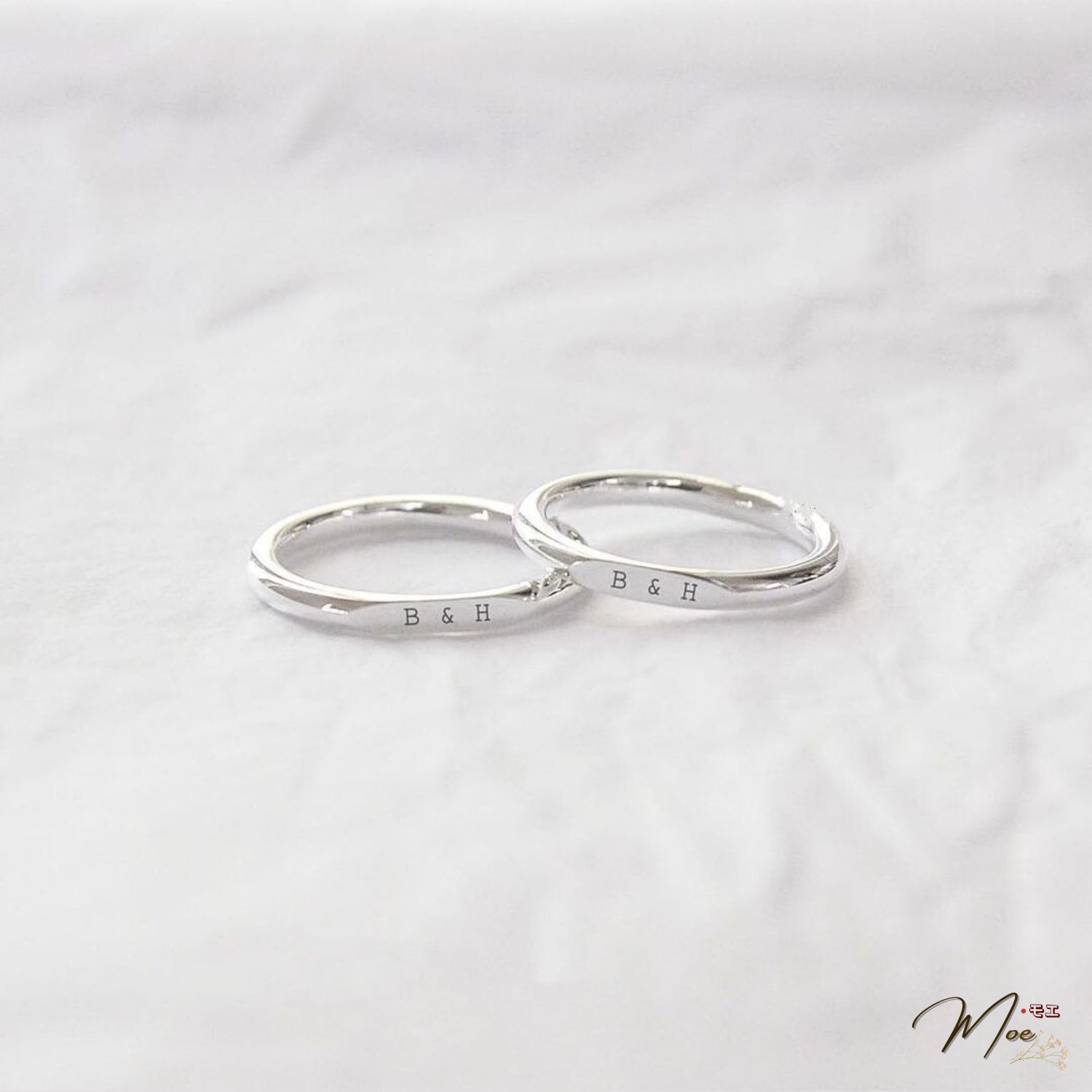 ĐN82 - Nhẫn đôi trơn mặt vát cá tính khắc tên theo yêu cầu