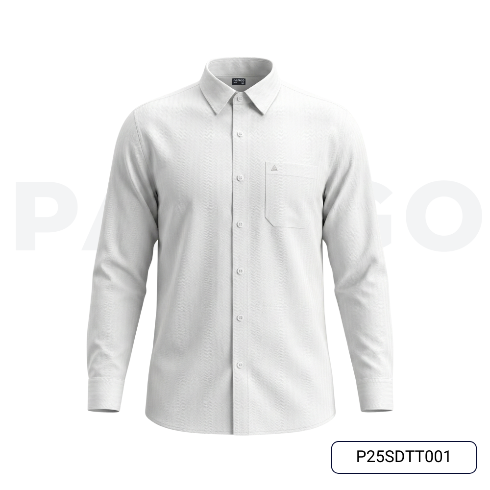 Áo sơ mi nam Trung niên thêu logo PAPAGO dài tay form rộng - P25SDTT001