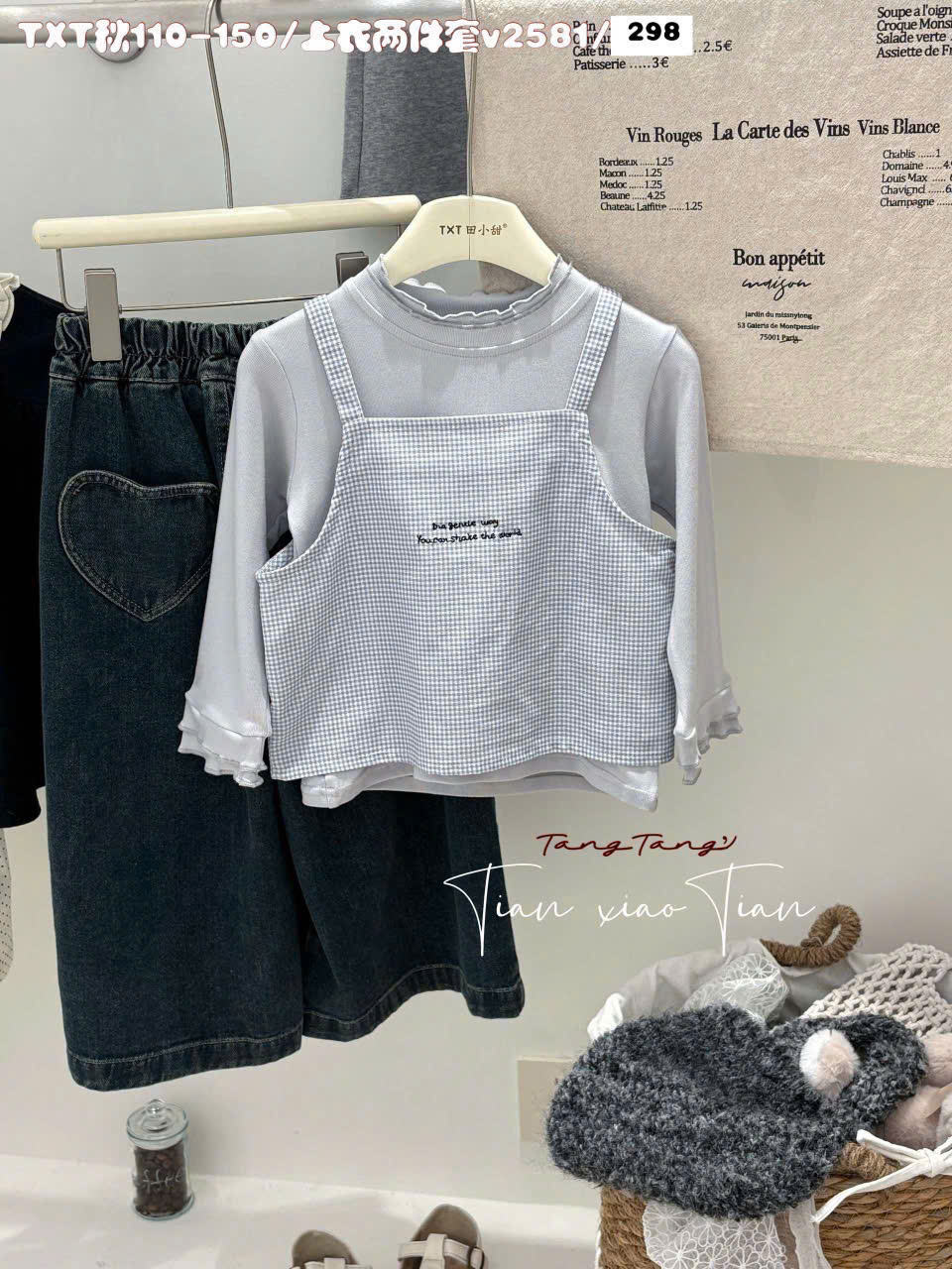 Set áo thun phối caro bé_thumbnail_3