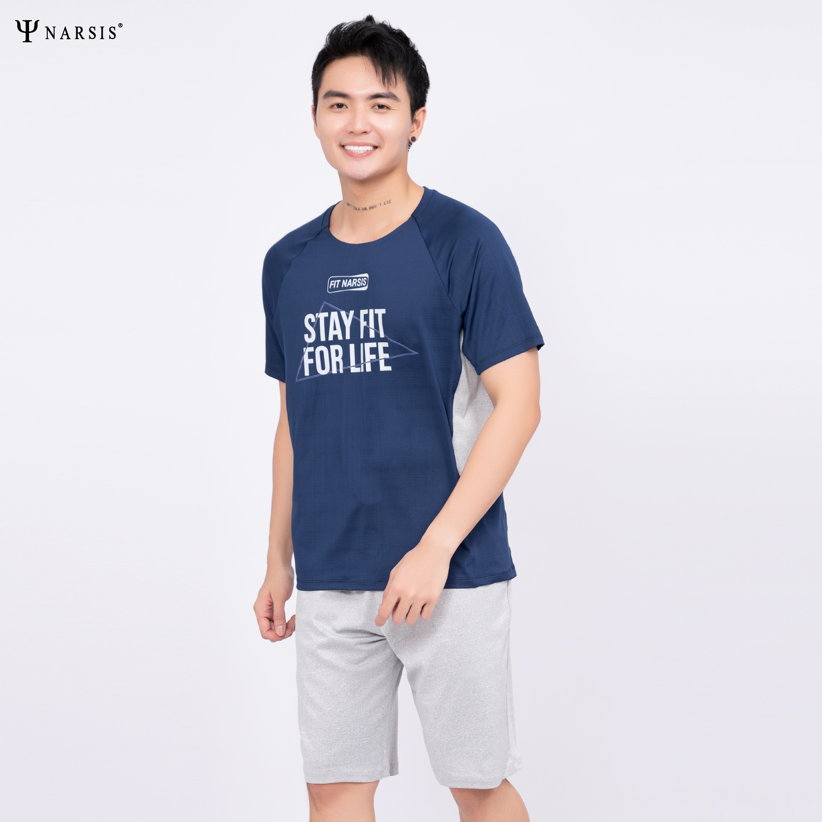 BỘ HÈ THỂ THAO GHI NAVY NAM VẢI THÔNG HƠI E23008 E23009 NARSIS CHẤT LIỆU THOÁNG MÁT, DỄ CHỊU, THO...