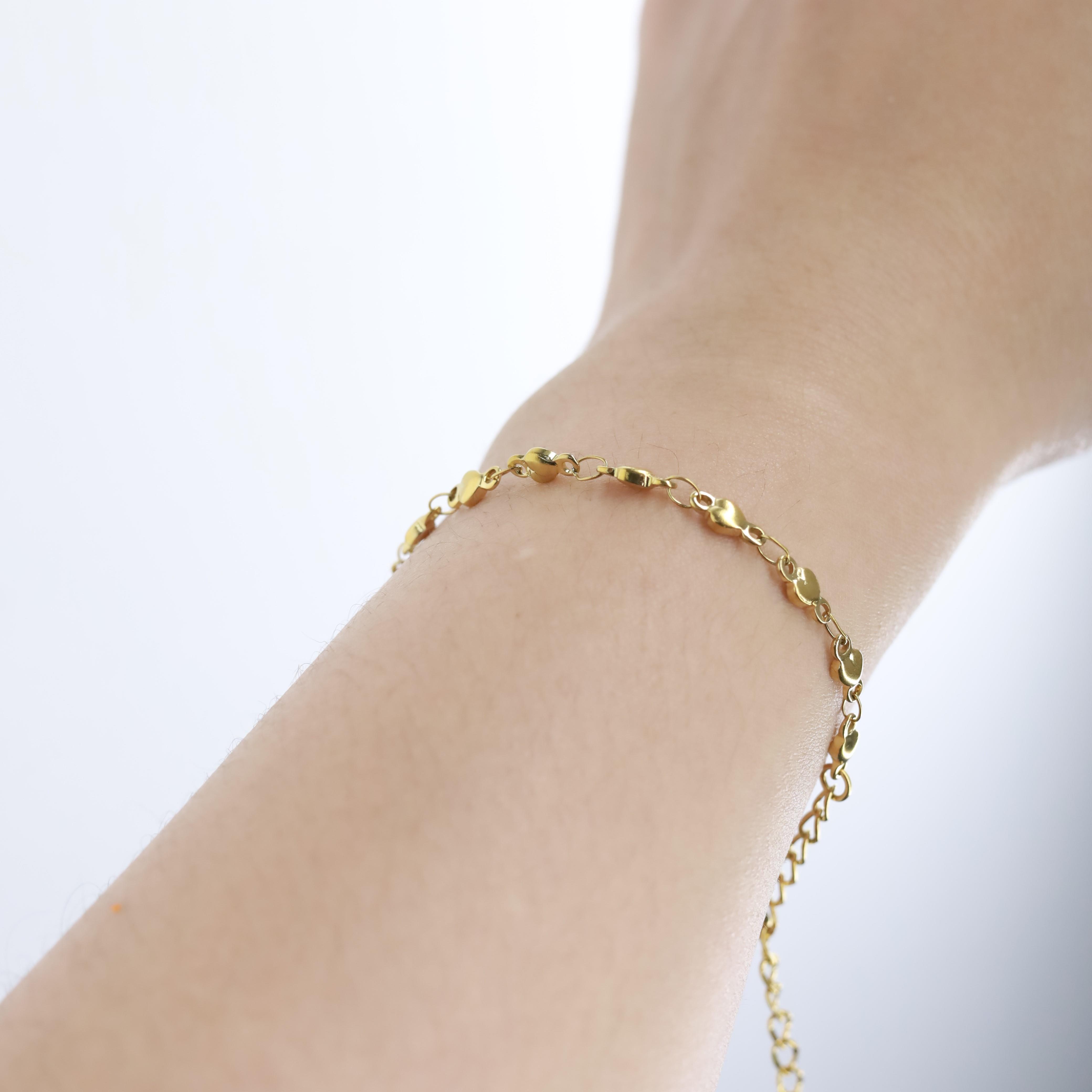 Vòng tay titan mạ vàng 18K mắc xích tim_thumbnail_0