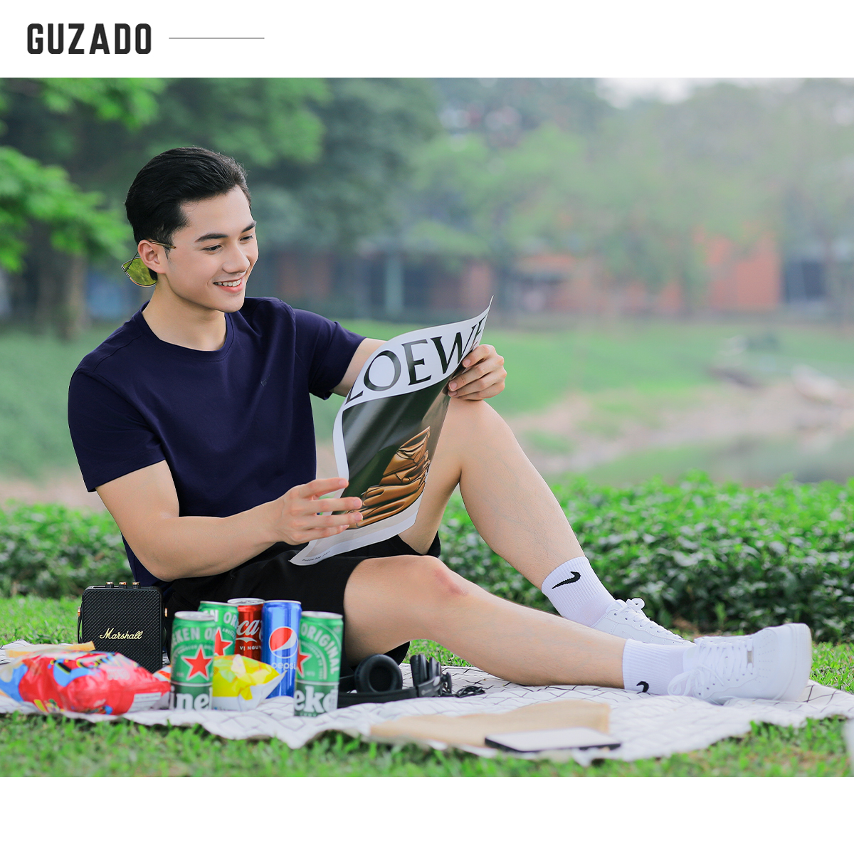 Đồ Bộ Guzado Áo Cotton Kết Hợp Quần Gió Basic  BTS03_thumbnail_24