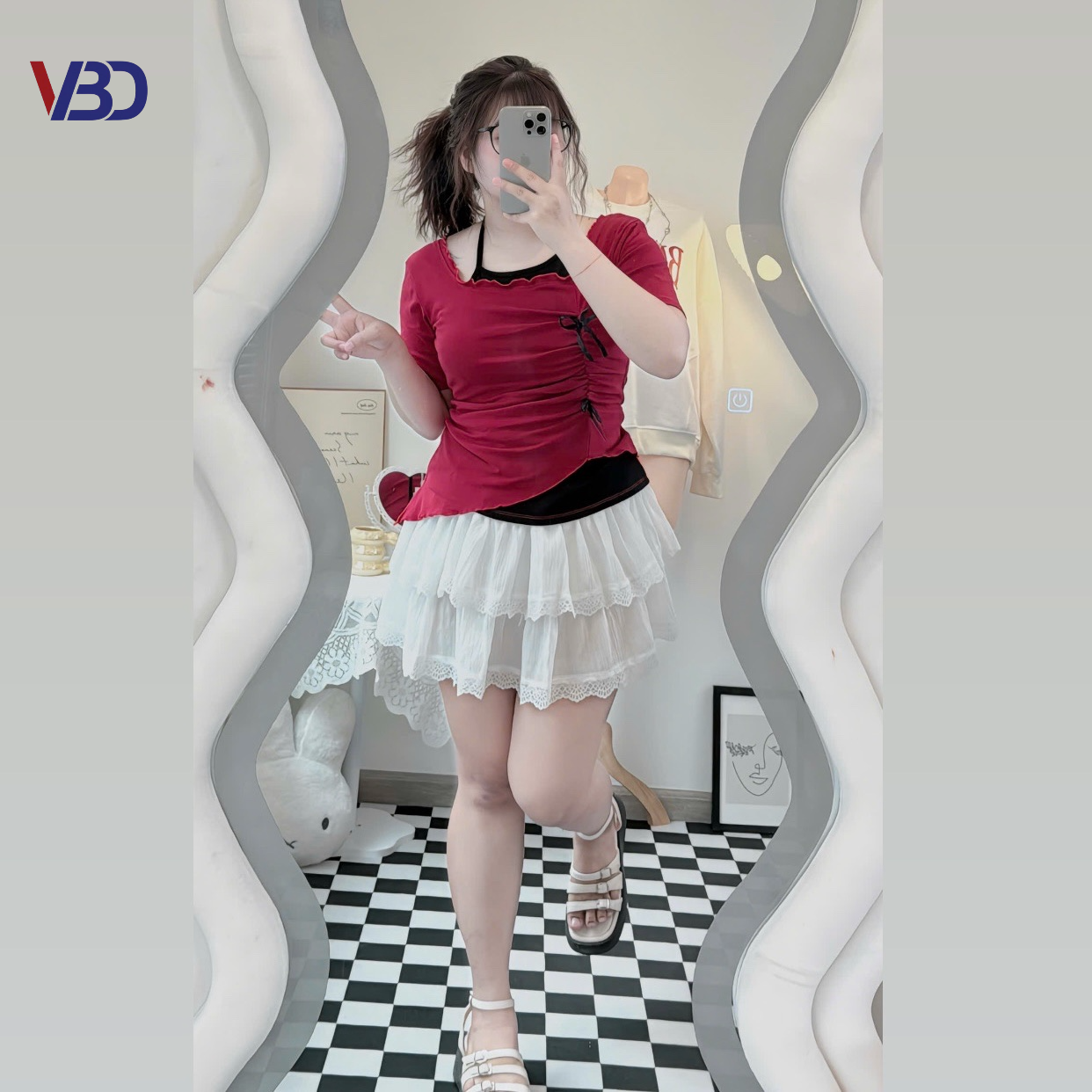 Chân váy ren lưng thun kiểu bigsize CV6010 dành cho nàng béo mập từ 55-90kg