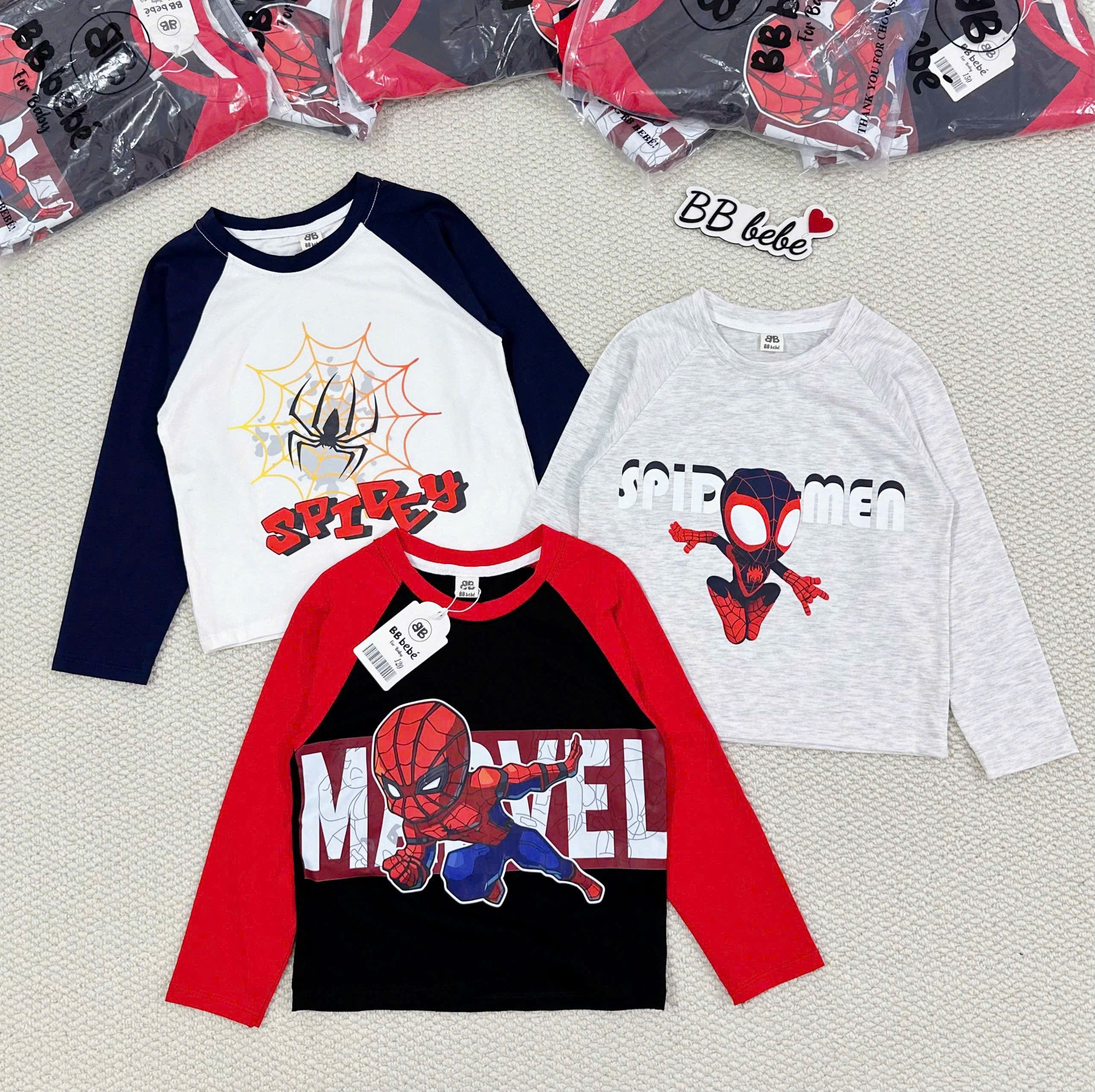 R04 SET 3 ÁO DÀI TAY NHỆN MARVEL- A106.235