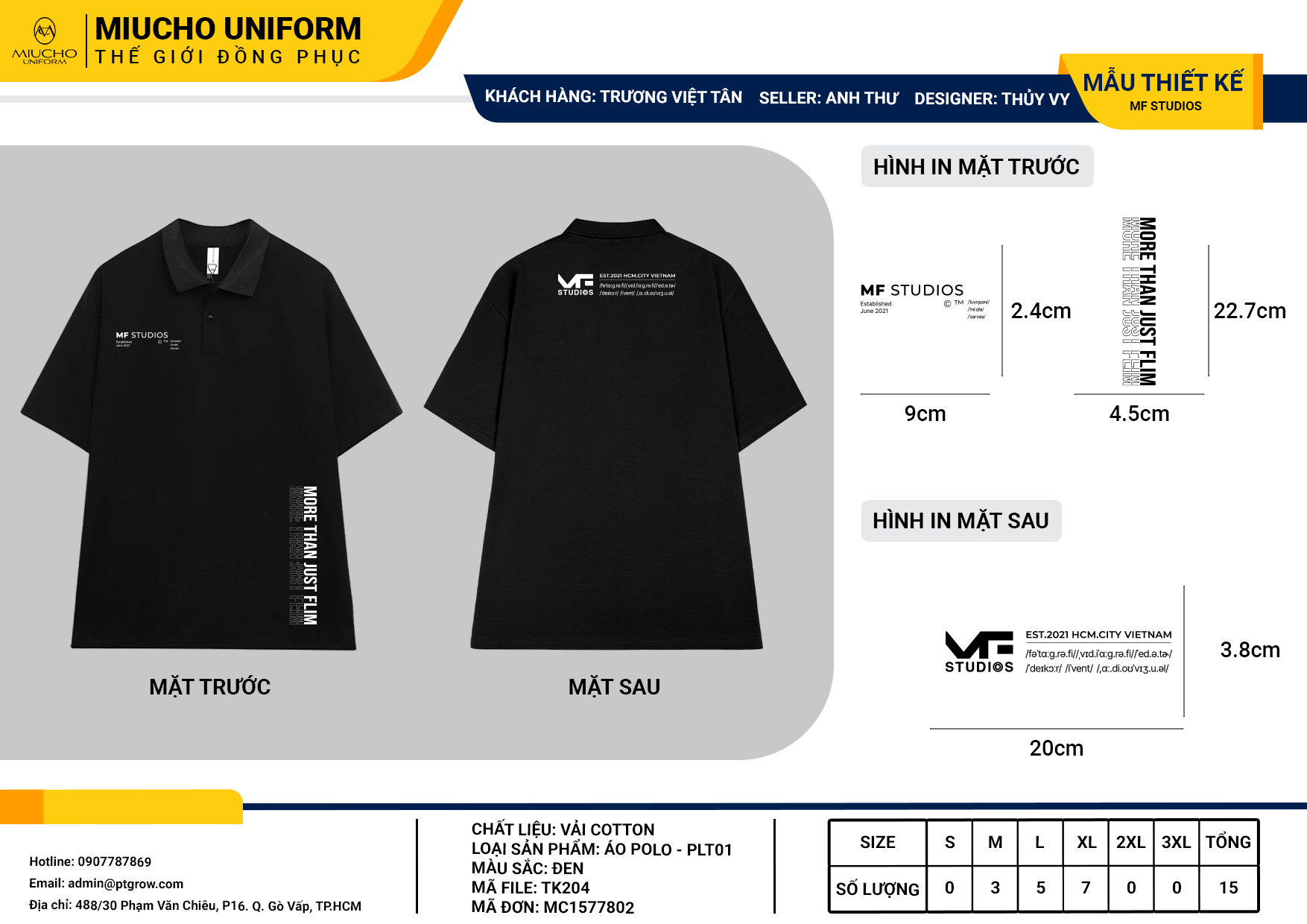 Áo thun thiết kế như yêu cầu 3313