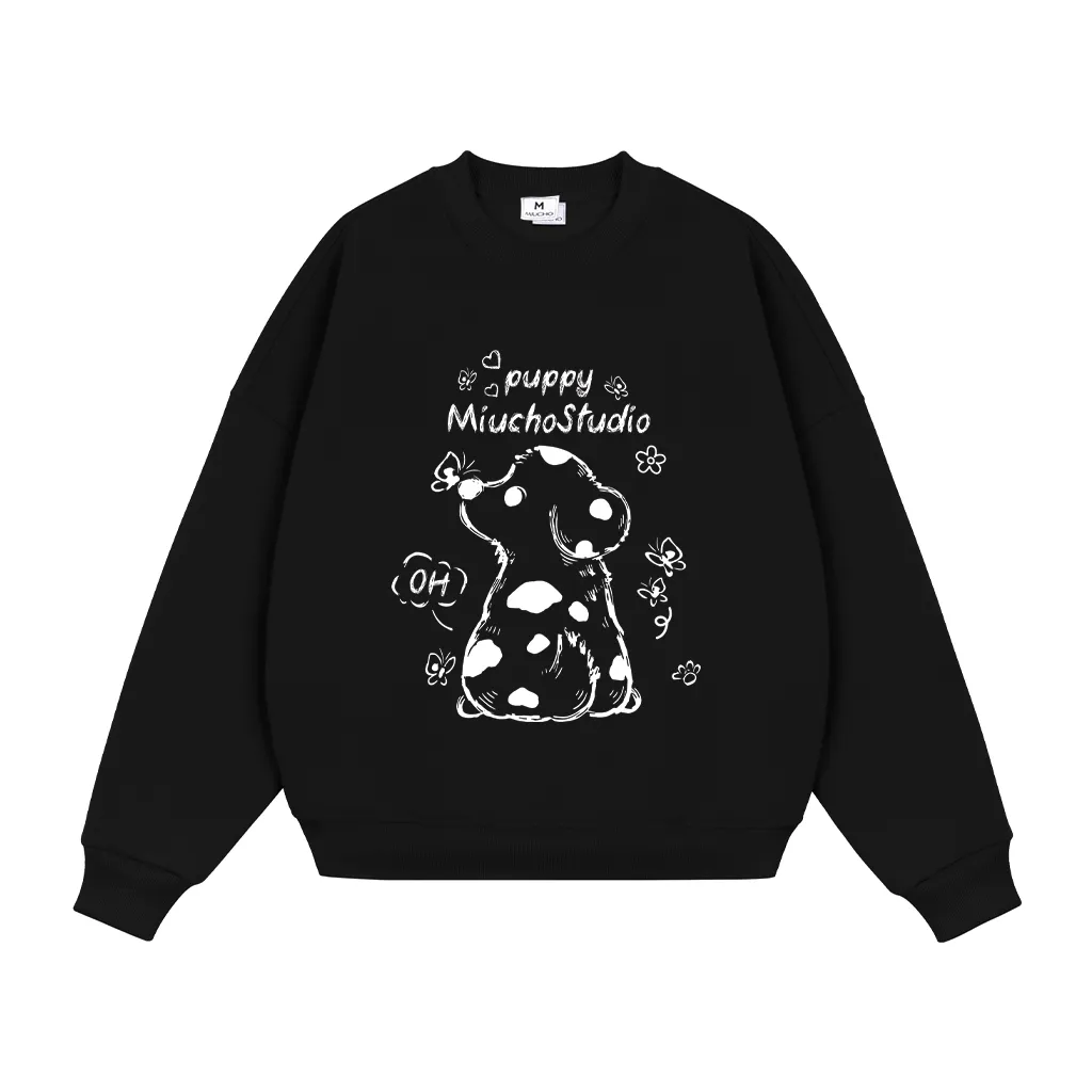 Áo Sweater nam nữ form boxy Miucho Studio nỉ 2 da mềm mại thoáng mát Puppy in mix 2792_thumbnail_9