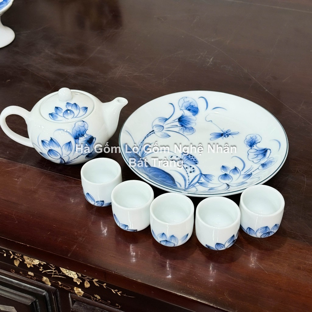 Sen Chàm Vẽ Tay Đồ Thờ Cúng Cao Cấp - Nghệ Nhân Bát Tràng Chế Tác - Bát hương lư hương - bộ đồ cúng_thumbnail_17