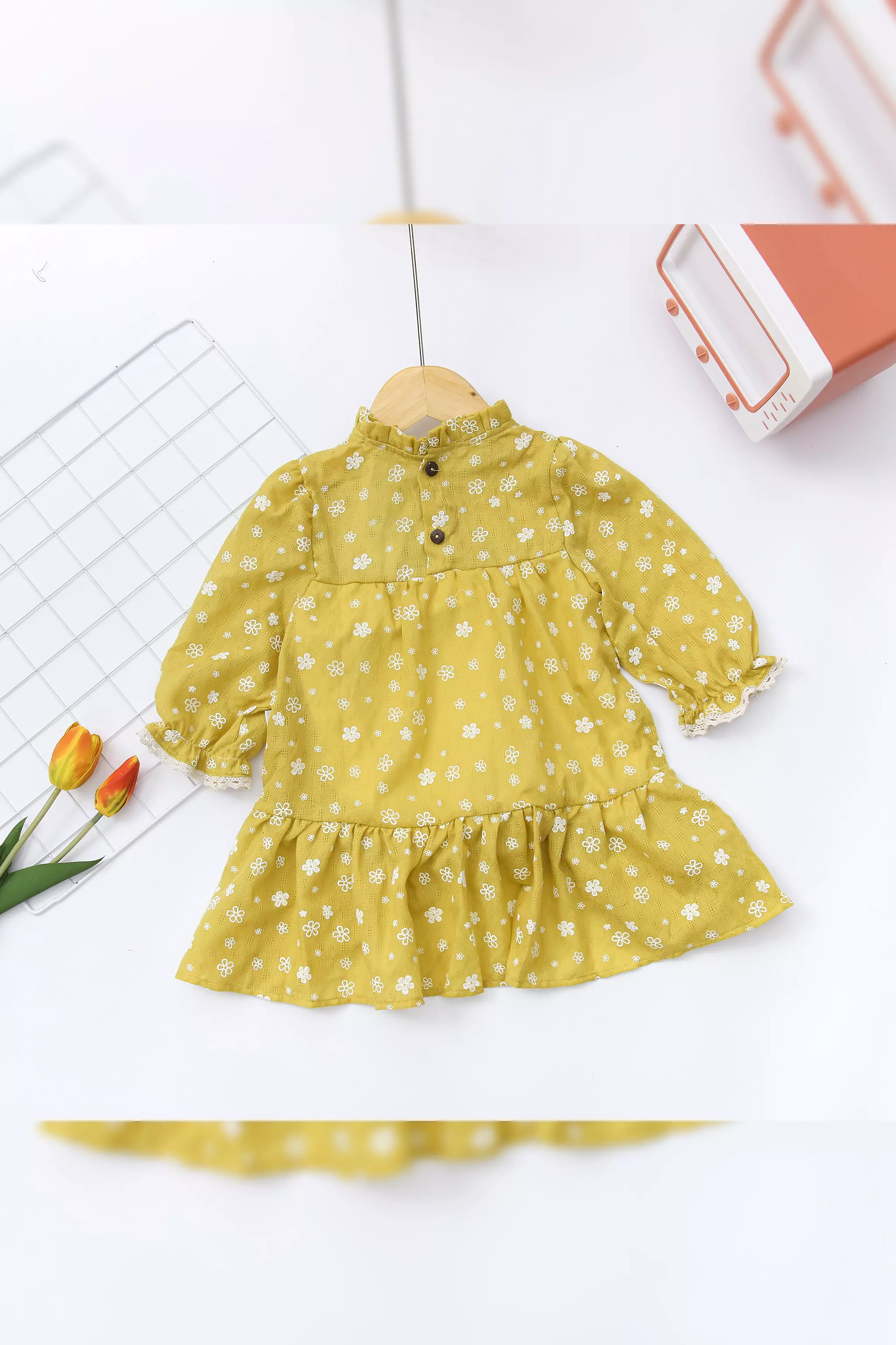 Váy thô dệt phối ren dài tay_thumbnail_6