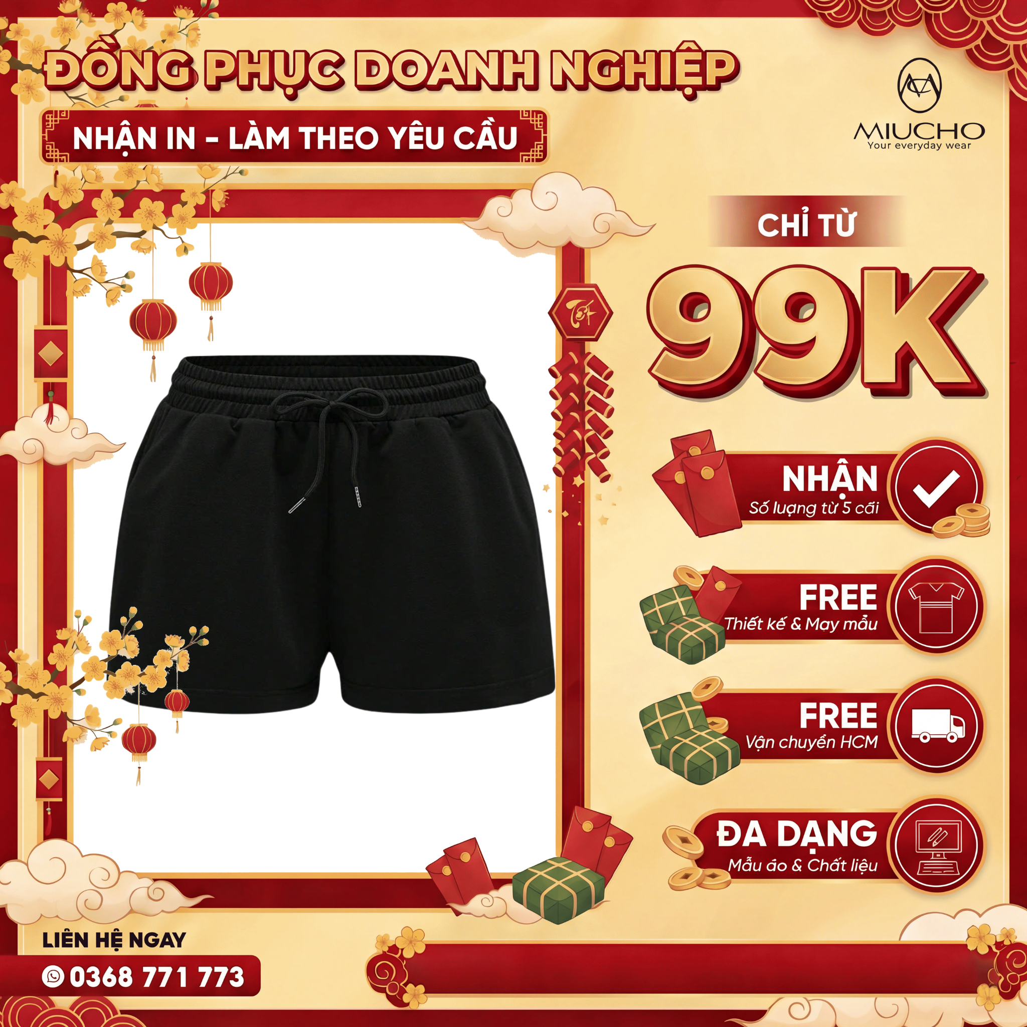 Quần short nữ trơn Miucho vải nỉ 2 da thoáng mát dày dặn QS00054