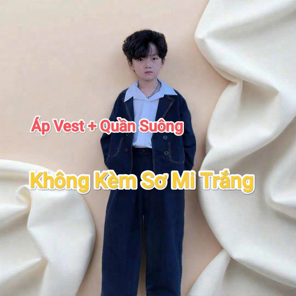 Set Vest Xanh Đen Dáng Rộng Dành Cho Bé Trai Thời Trang Đi Học, Đi TIệc._thumbnail_8