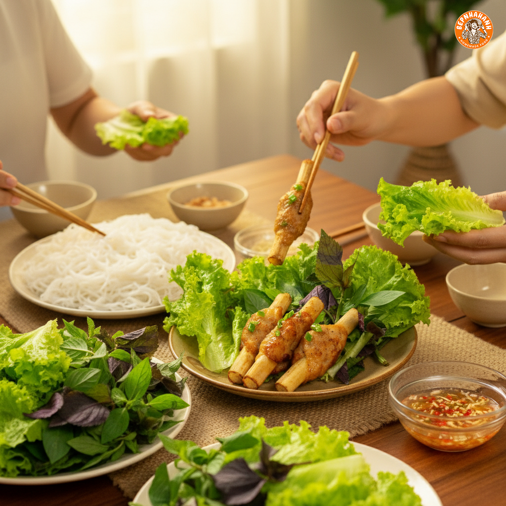 chạo tôm bọc mía