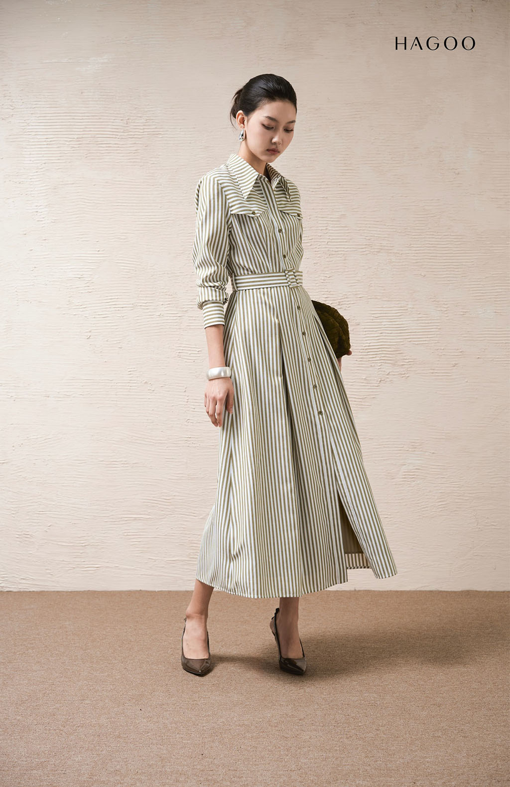 Váy sơ mi bổ cầu ngực HAGOO