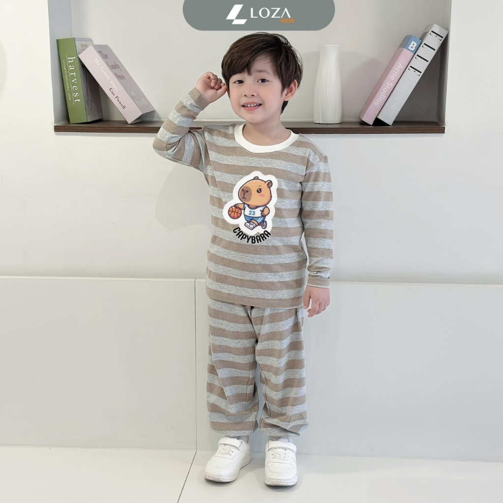 Bộ Thu - Đông kẻ bé trai in hình Capybara - Loza Kids TK552_thumbnail_6