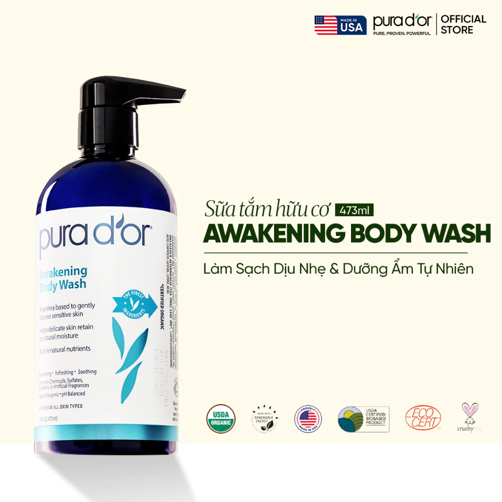 Sữa Tắm Pura D'or Awakening Body Wash Giúp Làm Sạch & Dưỡng Ẩm 473ml_thumbnail_2