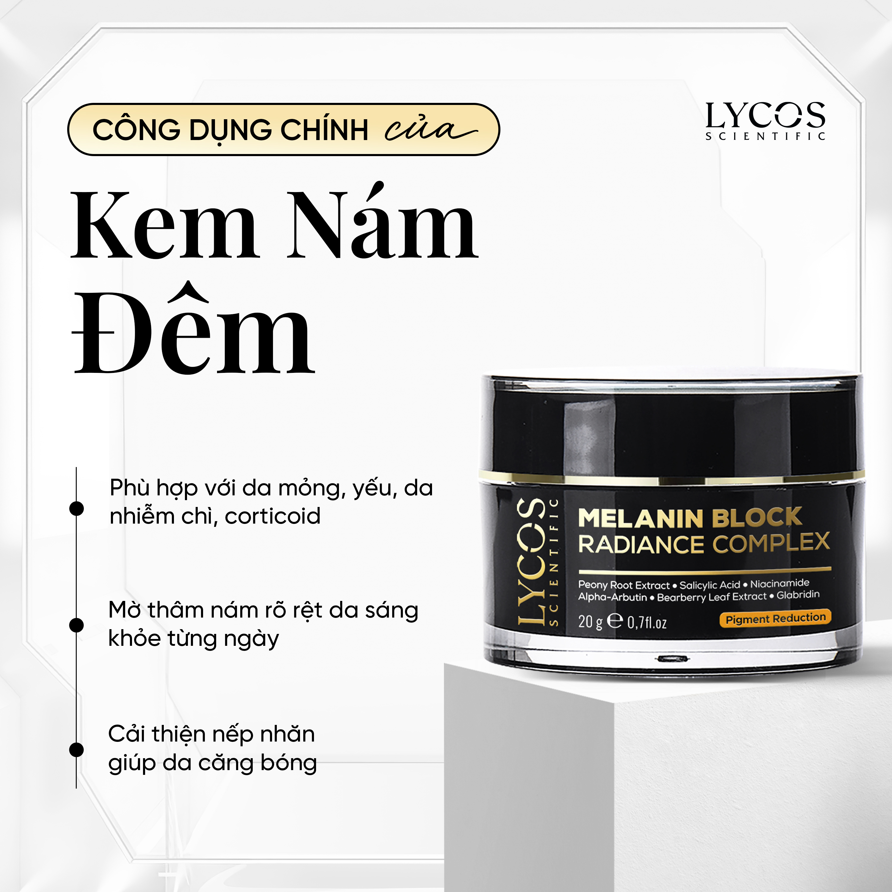 Kem Nám Đêm LYCOS Melanin Block Radiance Hỗ Trợ Mờ Nám, Tàn Nhang & Dưỡng Da Trắng Sáng 20g_thumbnail_3