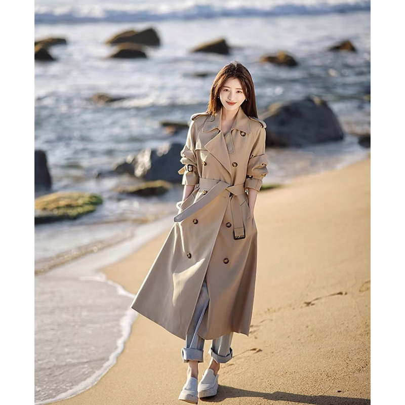 Áo mangto nữ dáng dài màu nâu nhạt, áo khoác măng tô dáng dài 2 hàng cúc Logastore_L310_thumbnail_2