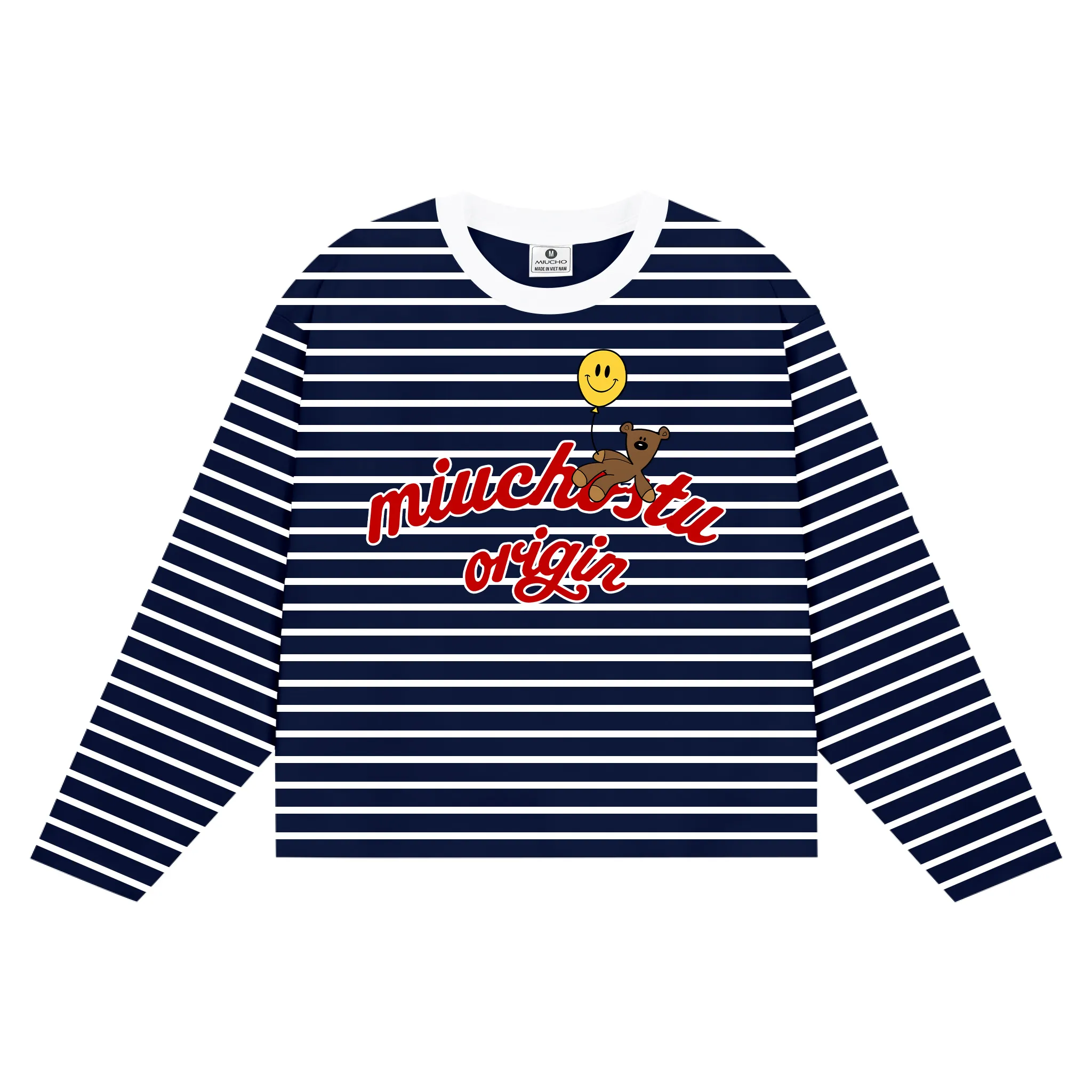 Áo thun boxy Miucho vải borip thoáng mát chuẩn form tay dài cổ tròn in chữ basic 2847_thumbnail_13