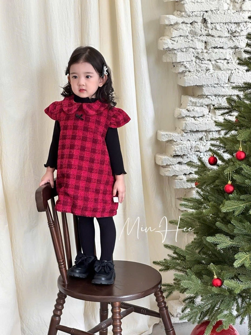 (C11) Váy yếm dạ kẻ caro đỏ