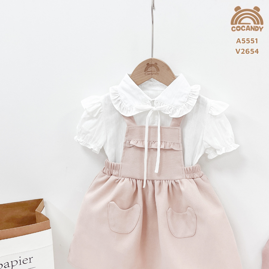 Váy yếm nhung HỒNG 2 túi ngực bèo_thumbnail_2