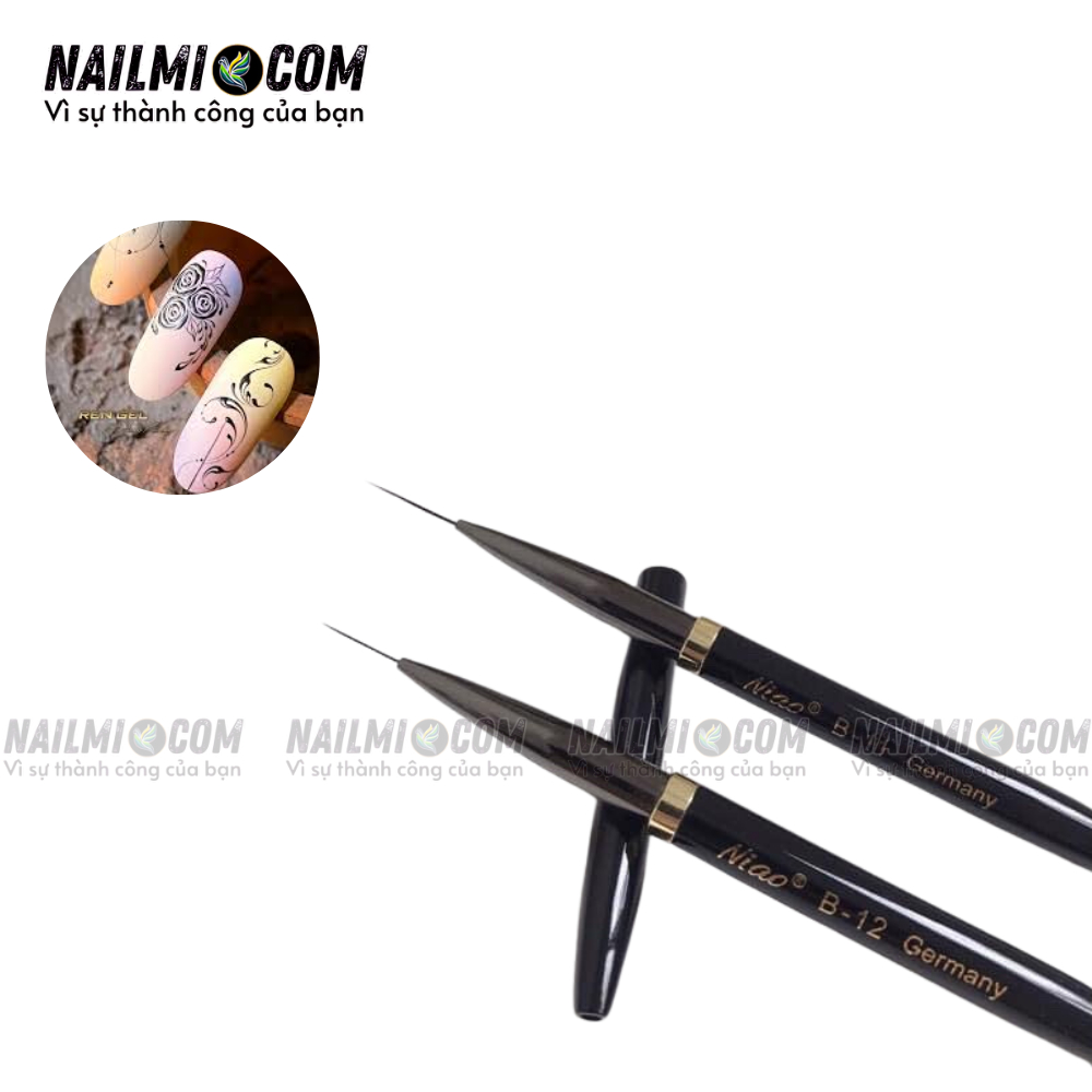 Cọ nét - cọ râu vẽ móng tay - 15mm - B11 - Niao - cán kim loại