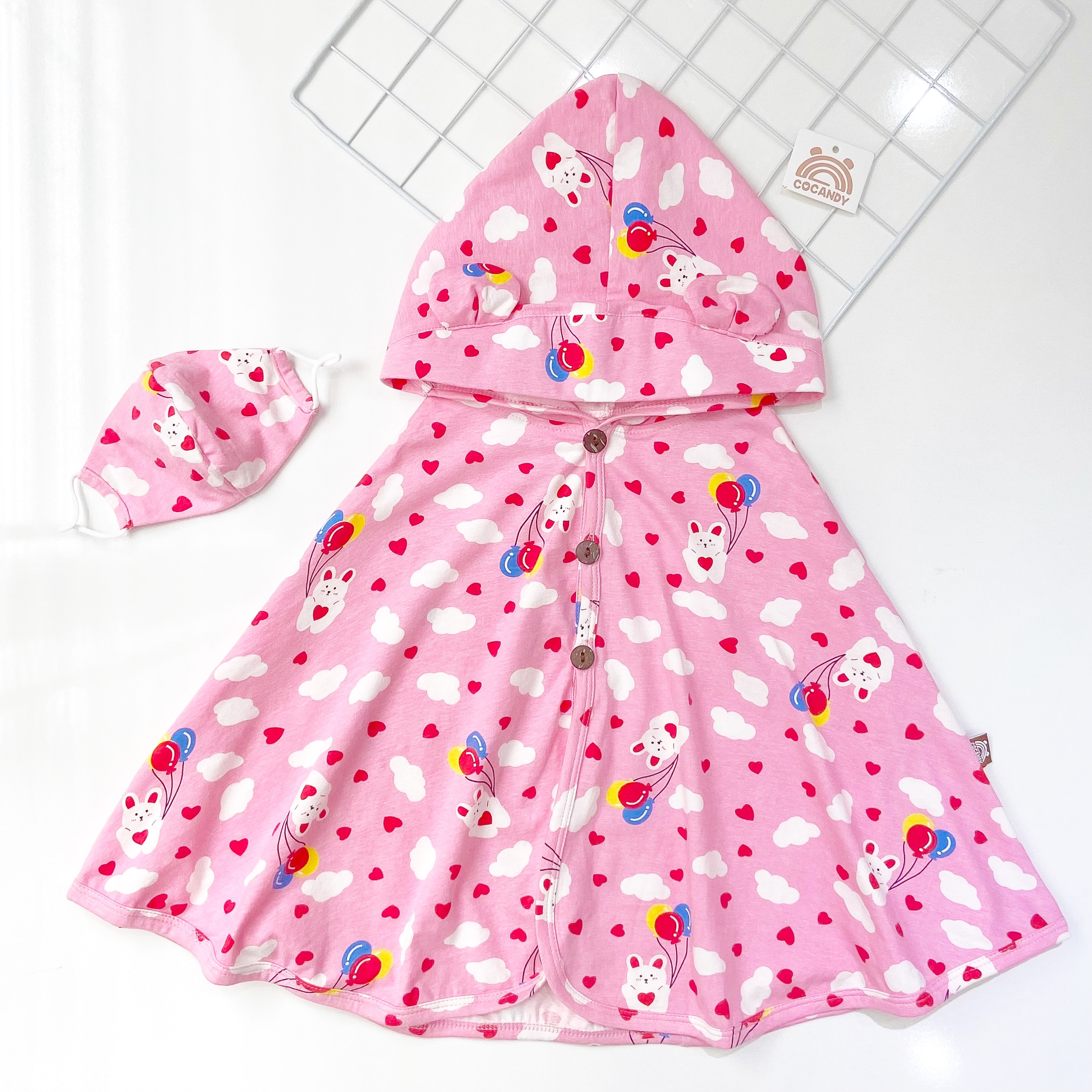 Áo choàng COTTON cao cấp COCANDY thỏ HỒNG_thumbnail_0