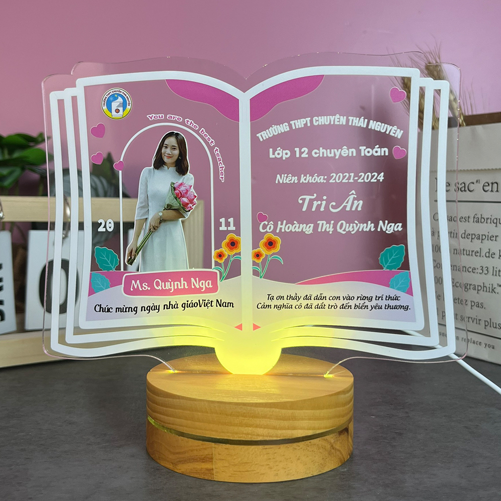 Đèn ngủ led 3d hình quyển sách in theo yêu cầu làm quà tặng tri ân thầy cô giáo ngày 20/10, 20/11