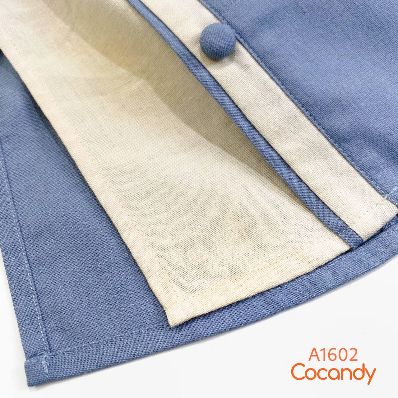 Áo dài linen XANH phối BE cúc chéo_thumbnail_3