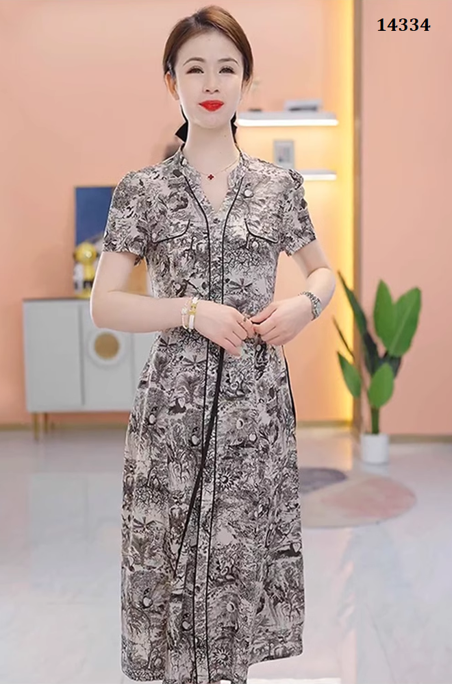 14334-Đầm suông in họa tiết cổ V cách điệu kèm thắt eo ( lụa mịn,lót)_thumbnail_7