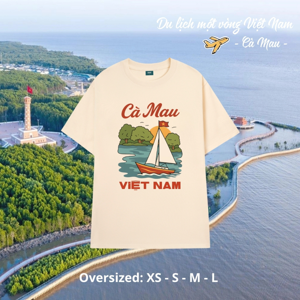 Áo thun du lịch Việt Nam, Huế, Hạ Long... dáng oversize rộng màu be local brand We Tee - T039_thumbnail_10