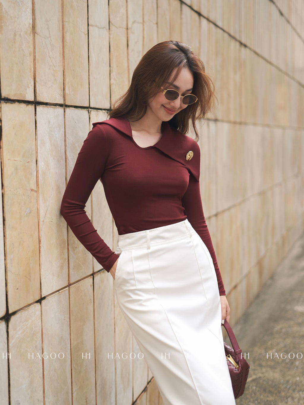 Chân váy kaki gân nổi khóa kéo sau HAGOO_thumbnail_2