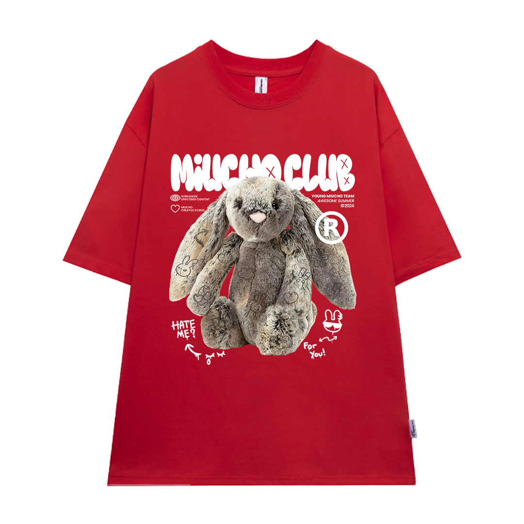 Áo thun thỏ Bunny form rộng local brand ATD1254 Miucho tay ngắn cổ tròn in mix_thumbnail_13
