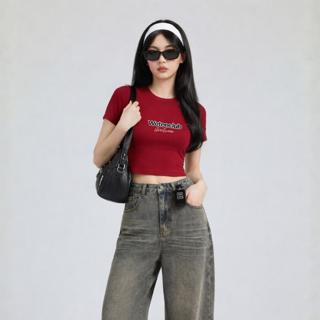 Áo croptop nữ in chữ Weteeclub streetwear dáng ôm chất thun cotton local brand WETEE - WC1154_thumbnail_0
