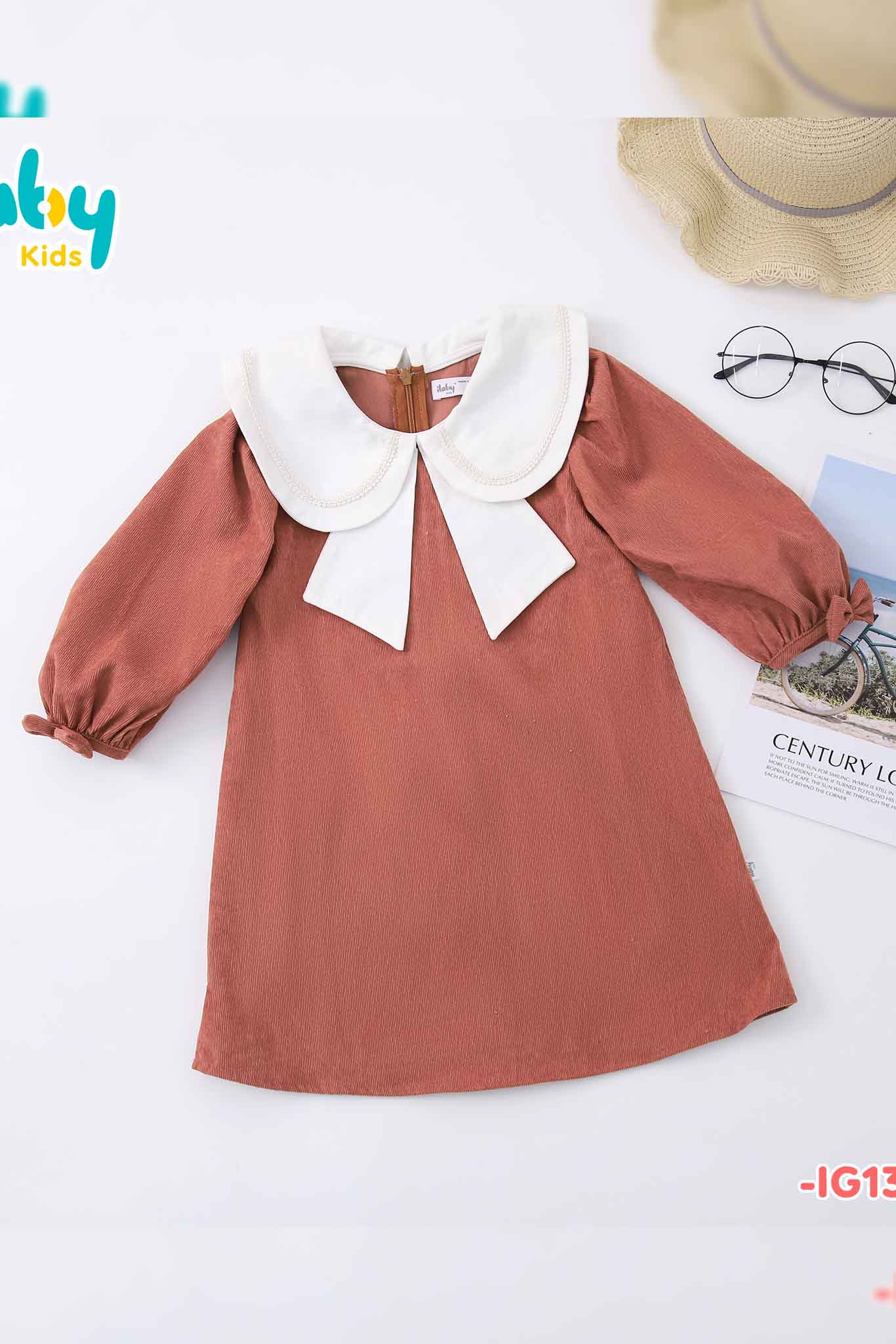 Váy nhung phối lá cổ nơ_thumbnail_7