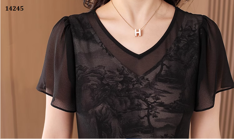 14245-Đầm xòe  voan lưới họa tiết  3D ( voan lưới, lụa in)_thumbnail_3